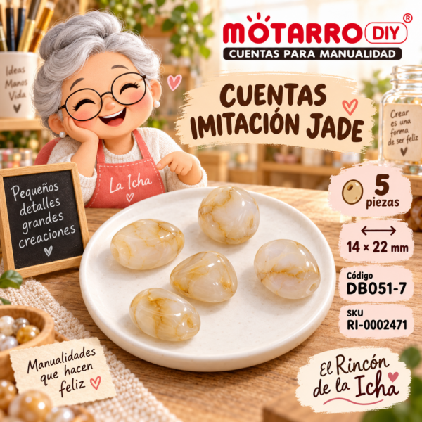ri-0002471-db051-7 Cuentas irregulares imitación jade beige – 5 piezas – 14 × 22 mm