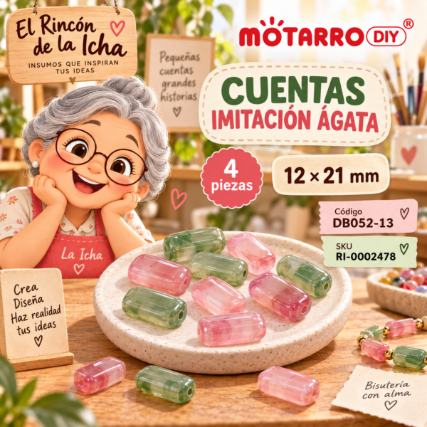 ri-0002478-db052-13 Cuentas rectangulares imitación ágata multicolor – 4 piezas – 12 × 21 mm