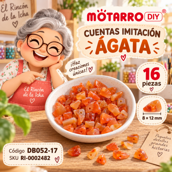 ri-0002482-db052-17 Cuentas tipo chip imitación ágata naranja – 16 piezas – 8 × 12 mm