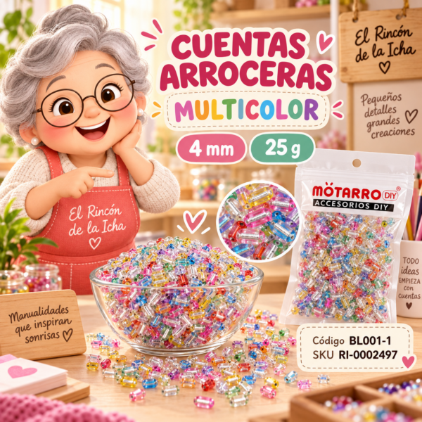 ri-0002497-bl001-1 Cuentas arroceras con interior plateado multicolor – 4 mm – 25 g