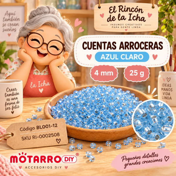 ri-0002508-bl001-12 Cuentas arroceras con interior plateado color azul claro – 4 mm – 25 g