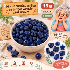 ri-0002542-db042-6 Mix de cuentas acrílicas de formas variadas azul oscuro – 13 g