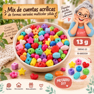 ri-0002559-db042-23 Mix de cuentas acrílicas de formas variadas multicolor sólido – 13 g