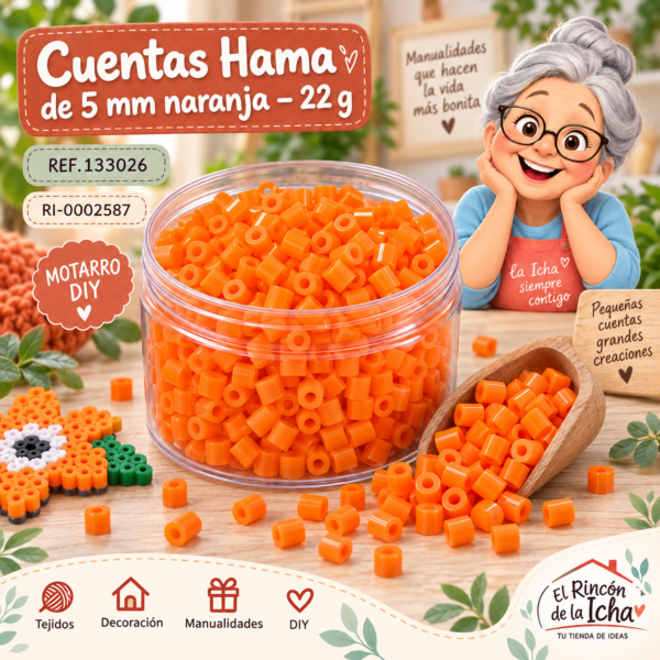 ri-0002587-ref-133026 Cuentas Hama de 5 mm naranja – 22 g