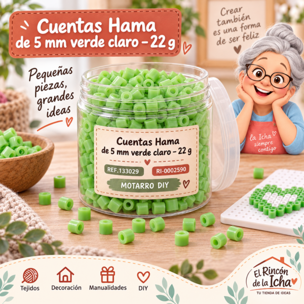 ri-0002590-ref-133029 Cuentas Hama de 5 mm verde claro – 22 g