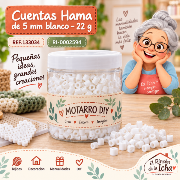 ri-0002594-ref-133034 Cuentas Hama de 5 mm blanco – 22 g