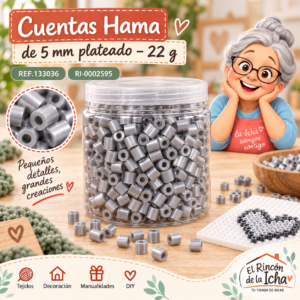 ri-0002595-ref-133036 Cuentas Hama de 5 mm plateado – 22 g