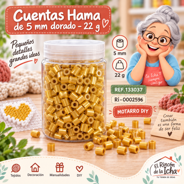 ri-0002596-ref-133037 Cuentas Hama de 5 mm dorado – 22 g