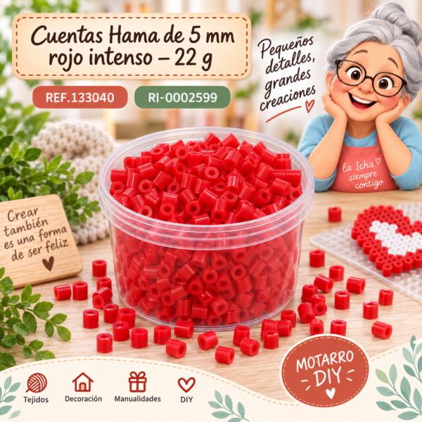 ri-0002599-ref-133040 Cuentas Hama de 5 mm rojo intenso – 22 g
