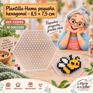 ri-0002600-ref-133595 Plantilla Hama pequeña hexagonal – 8,5 × 7,5 cm
