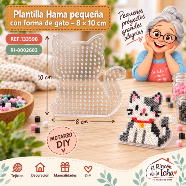 ri-0002603-ref-133598 Plantilla Hama pequeña con forma de gato – 8 × 10 cm