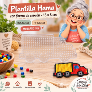 ri-0002608-ref-133606 Plantilla Hama con forma de camión – 15 × 8 cm