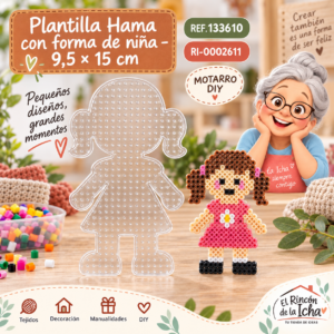 ri-0002611-ref-133610 Plantilla Hama con forma de niña – 9,5 × 15 cm