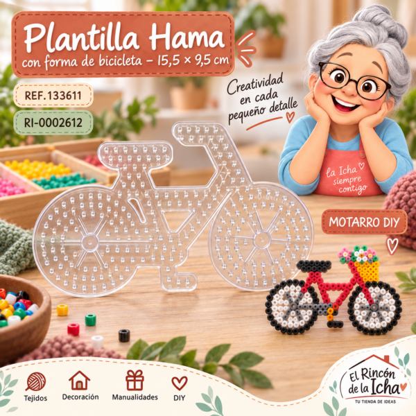 ri-0002612-ref-133611 Plantilla Hama con forma de bicicleta – 15,5 × 9,5 cm