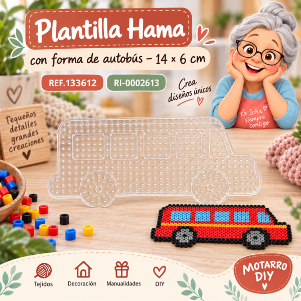 ri-0002613-ref-133612 Plantilla Hama con forma de autobús – 14 × 6 cm