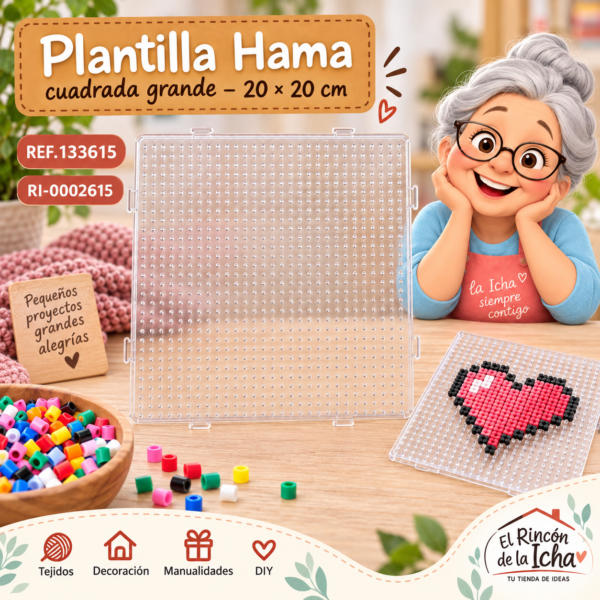 Plantilla Hama cuadrada grande – 20 × 20 cm