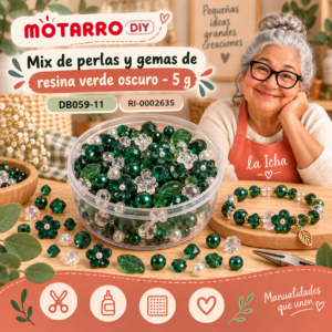 ri-0002635-db059-11 Mix de perlas y gemas de resina verde oscuro – 5 g