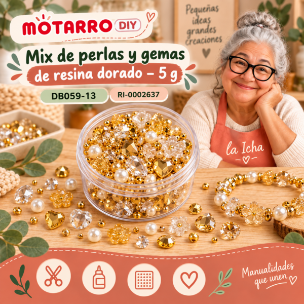 ri-0002637-db059-13 Mix de perlas y gemas de resina dorado – 5 g