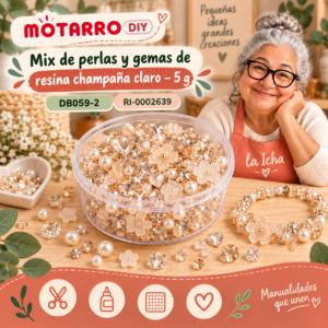 ri-0002639-db059-2 Mix de perlas y gemas de resina champaña claro – 5 g