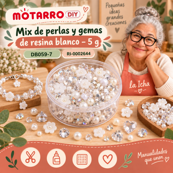 ri-0002644-db059-7 Mix de perlas y gemas de resina blanco – 5 g