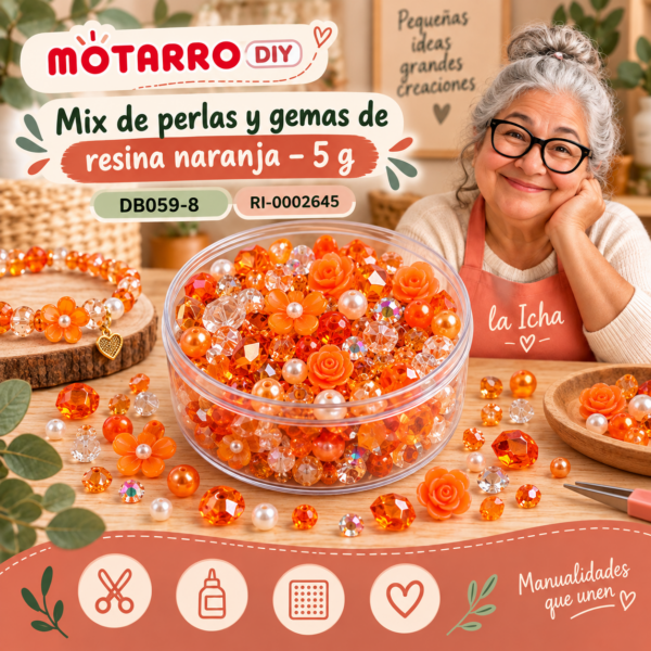 ri-0002645-db059-8 Mix de perlas y gemas de resina naranja – 5 g
