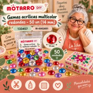 ri-0002651-133457 Gemas acrílicas multicolor redondas – 50 un (14 mm)