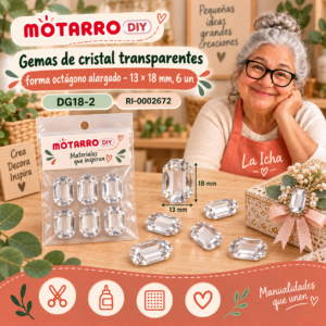ri-0002672-dg18-2 Gemas de cristal transparentes forma octágono alargado – 13 × 18 mm, 6 un