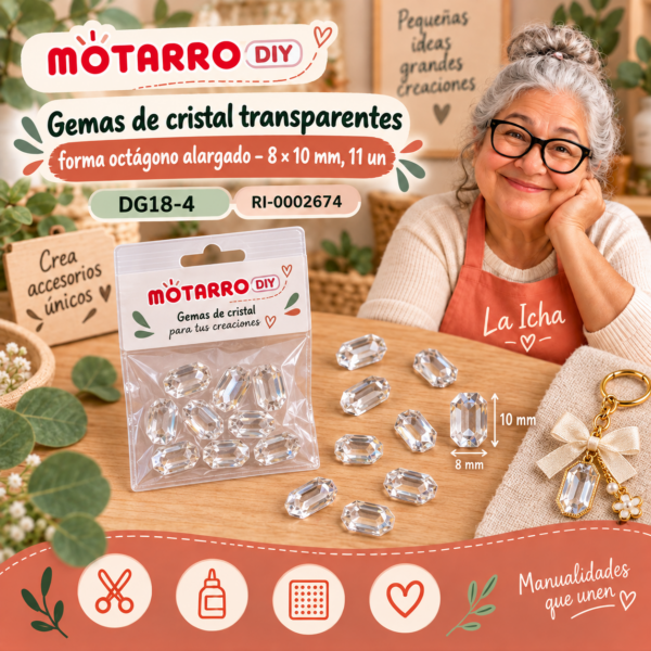 ri-0002674-dg18-4 Gemas de cristal transparentes forma octágono alargado – 8 × 10 mm, 11 un