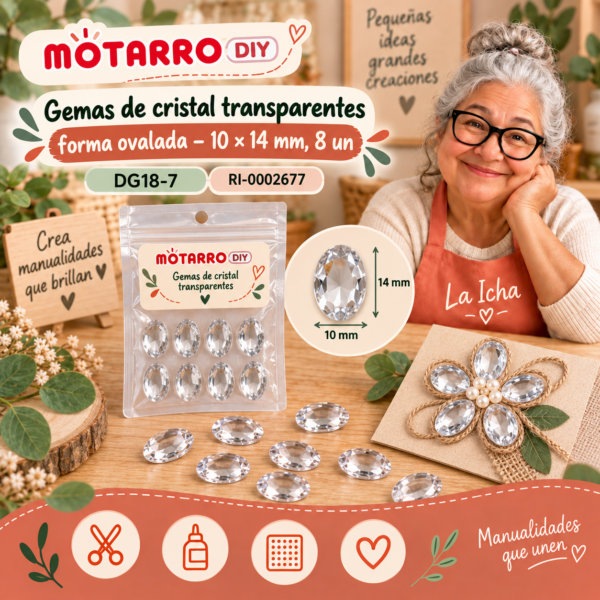 ri-0002677-dg18-7 Gemas de cristal transparentes forma ovalada – 10 × 14 mm, 8 un
