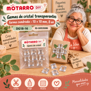 ri-0002686-dg18-16 Gemas de cristal transparentes forma cuadrada – 10 × 10 mm, 8 un