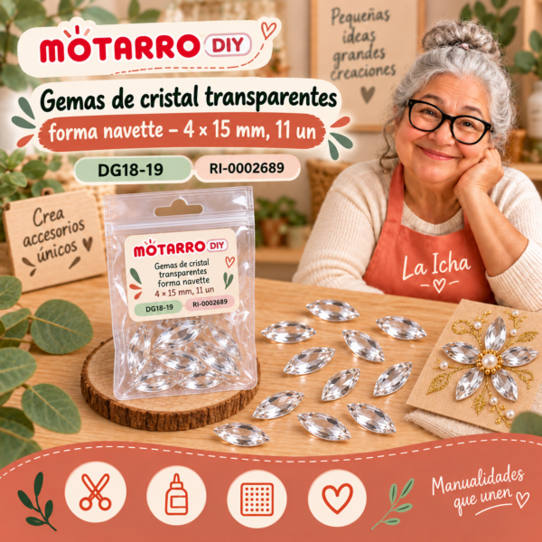 ri-0002689-dg18-19 Gemas de cristal transparentes forma navette – 4 × 15 mm, 11 un