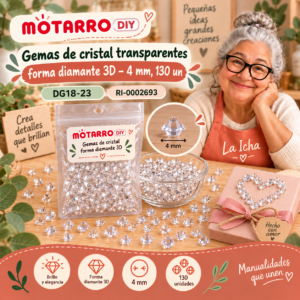 ri-0002693-dg18-23 Gemas de cristal transparentes forma diamante 3D – 4 mm, 130 un