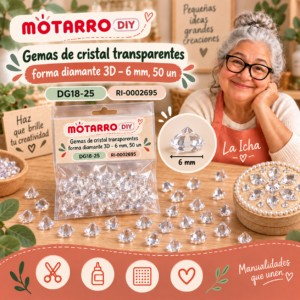 ri-0002695-dg18-25 Gemas de cristal transparentes forma diamante 3D – 6 mm, 50 un
