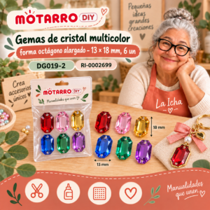 ri-0002699-dg019-2 Gemas de cristal multicolor forma octágono alargado – 13 × 18 mm, 6 un
