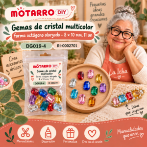 ri-0002701-dg019-4 Gemas de cristal multicolor forma octágono alargado – 8 × 10 mm, 11 un