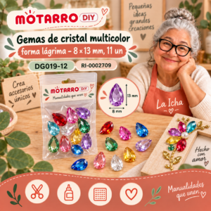 ri-0002709-dg019-12 Gemas de cristal multicolor forma lágrima – 8 × 13 mm, 11 un