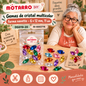 ri-0002716-dg019-20 Gemas de cristal multicolor forma navette – 6 × 12 mm, 11 un