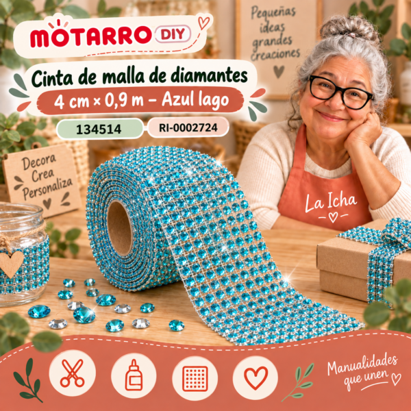 ri-0002724-134514 Cinta de malla de diamantes – 4 cm × 0,9 m – Azul lago