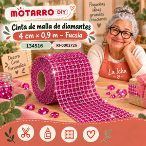 ri-0002726-134516 Cinta de malla de diamantes – 4 cm × 0,9 m – Fucsia
