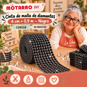 ri-0002728-134518 Cinta de malla de diamantes – 4 cm × 0,9 m – Negro