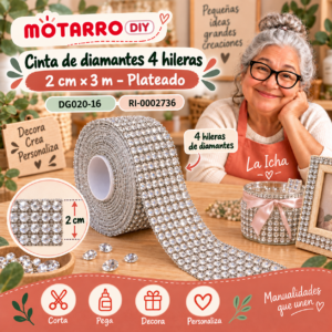 ri-0002736-dg020-16 Cinta de diamantes 4 hileras – 2 cm × 3 m – Plateado