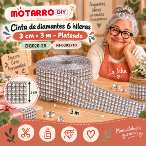 ri-0002740-dg020-20 Cinta de diamantes 6 hileras – 3 cm × 3 m – Plateado