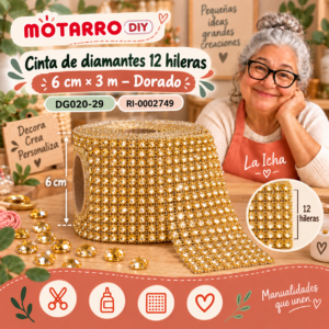 ri-0002749-dg020-29 Cinta de diamantes 12 hileras – 6 cm × 3 m – Dorado