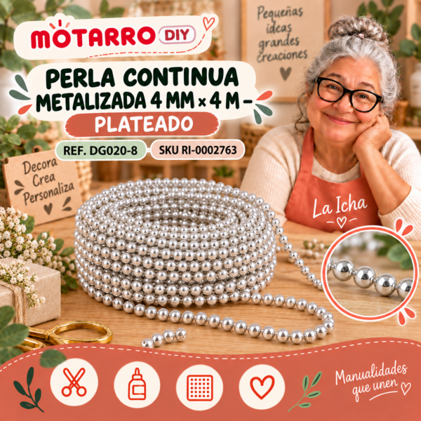 ri-0002763-dg020-8 Perla continua metalizada 4 mm × 4 m – Plateado