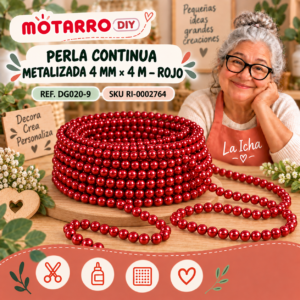 ri-0002764-dg020-9 Perla continua metalizada 4 mm × 4 m – Rojo