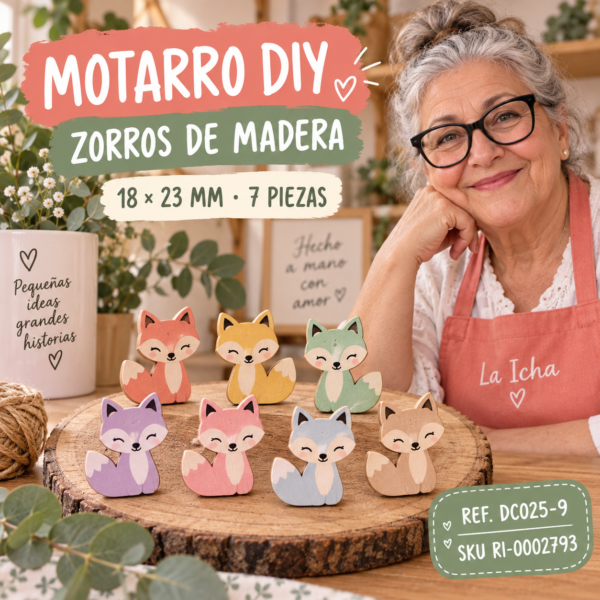 ri-0002793-dc025-9 Set de zorros de madera – 18 × 23 mm – 7 piezas