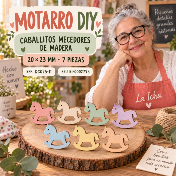 ri-0002795-dc025-11 Set de caballitos de madera – 20 × 23 mm – 7 piezas