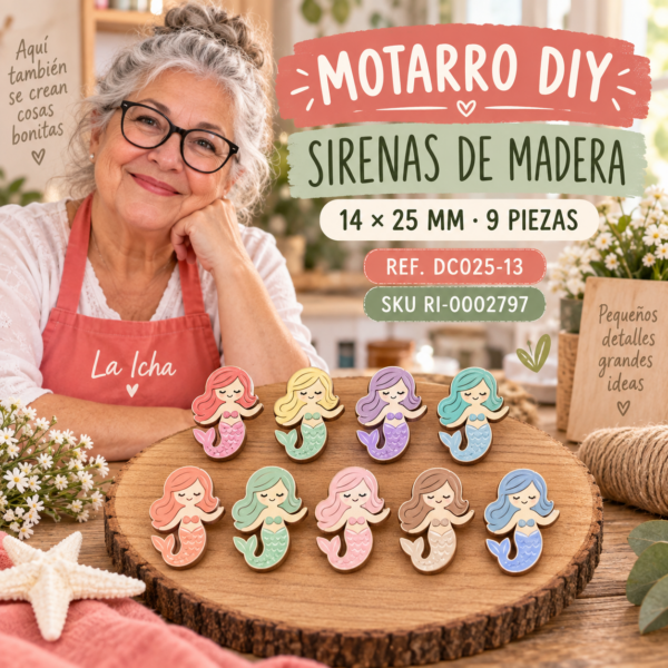ri-0002797-dc025-13 Set de sirenas de madera – 14 × 25 mm – 9 piezas