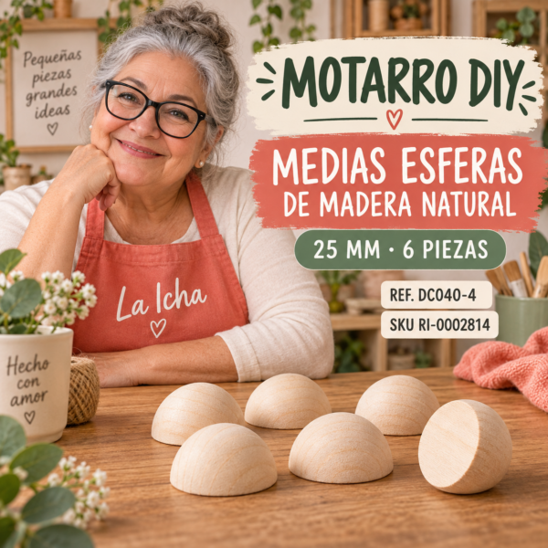 ri-0002814-dc040-4 Set de medias esferas de madera natural – 25 mm – 6 piezas