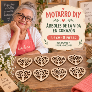 ri-0002821-dc036-4 Set de árboles de la vida en corazón de madera natural – 3,5 cm – 8 piezas